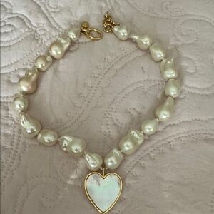 Elegant Pearl Heart Necklace